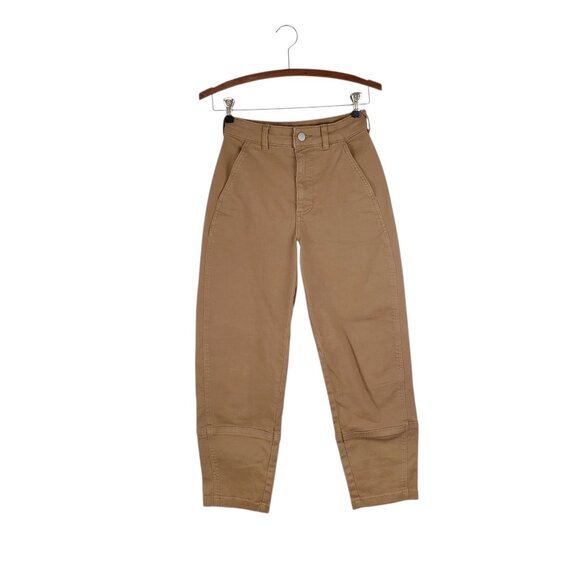 Everlane Utility Barrel Pant Light Brown Twill Organic Cotton High Rise Size 00 - Picture 1 of 9